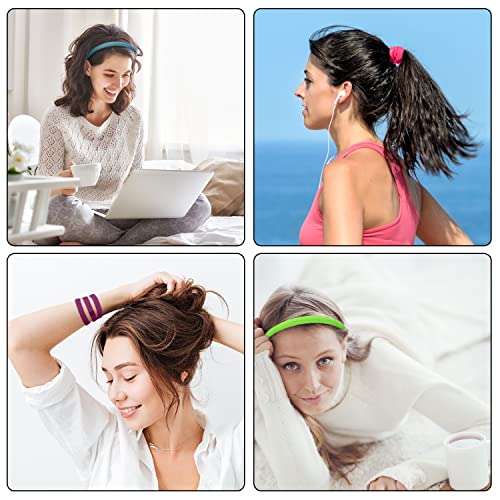 Image of Duufin 20 Pieces Elastic Sport Headbands Non Slip Grip Elastic Headband Thin Colorful Workout Headbands for Women Men and Girls, 20 Colors