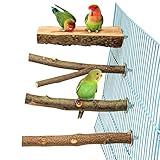 4 Pack Natural Wood Bird Perch for Bird Cages,Parrot Stand Perch Platform Exercise Playground Toys...