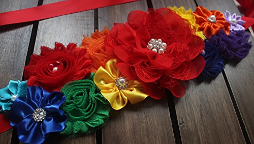 Rainbow Sash Maternity Sash Multicolored Baby Shower Sash #TOP4