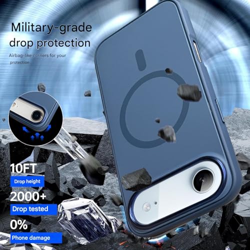 Image of VONZEE Magnetic for iPhone 17 Air Case (2025)(Compatible with MagSafe)(Military Grade Drop Protection) Matte Shockproof with Anti-Fingerprint Phone Cover, 6.6''|Blue