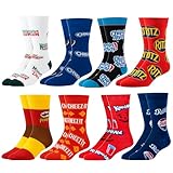 Crazy Socks – Snack Food 8-Pack Novelty Crew Sock Bundle – Large – Fun Colorful Junk Food Gift Set for Men & Women