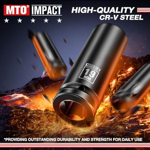 Image of MTO 1 /2 inch Drive 19mm Deep Impact Socket, 6-Point Metric Socket for Automotive Maintaince, CR-V Steel Meets ANSI Standards