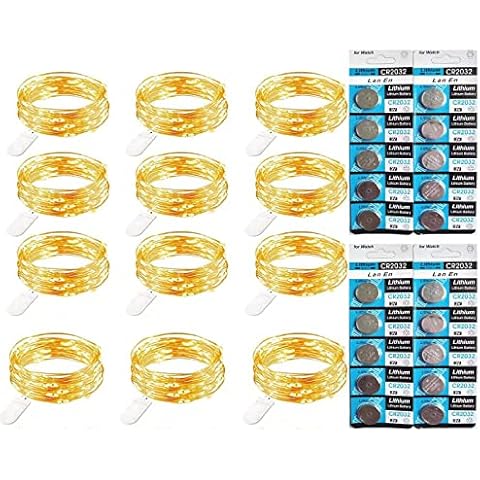 12 Pcs Guirnalda de luces led ,Morwealth 20 LEDs 2M Alambre de Cobre Guirnaldas Luces, IP65 Impermeable Luces Decorativas Cover
