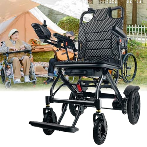 Silla de ruedas eléctrica plegable ligera para adultos con marco de aluminio de carbono, capacidad de 100 kg, ideal para viajes y uso diario