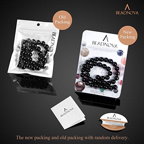 Image of BEADNOVA Black Onyx Agate Beads Natural Crystal Beads Stone Gemstone Round Loose Energy Healing with Crystal Stretch Cord for Jewelry Making (10mm, 36-38pcs)