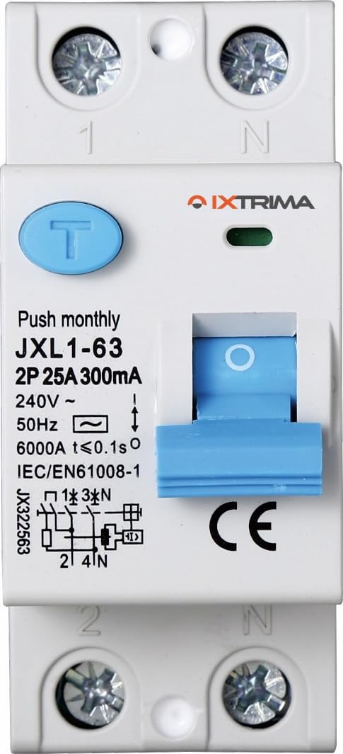 Interrupteur Différentiel Magnétothermique Disjoncteur Différentiel 2P - 20A - 30mA - Type AC - Rail DIN - Protection Contre Les Surcharges Disjoncteur Module 2 Places