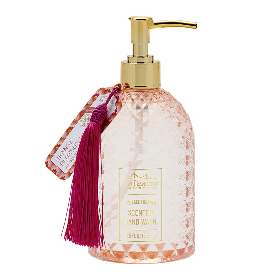 San Francisco Soap Company Tassel Hand Soap - Violet & White Amber | 20.5 Fl Oz | All Natural Decorative Hand Soap | Gentle & Hydrating image 2