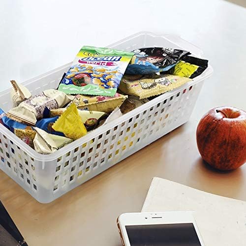 Miniatura 7 de Nesmilers Paquete de 6 cestas de almacenamiento de plástico delgadas, juego de cestas rectangulares