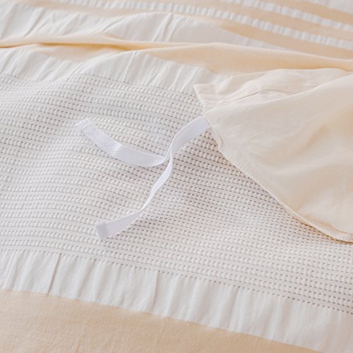 Merryfeel Seersucker Duvet Cover Set Queen Size,100% Cotton Seersucker Textured Striped Bedding Set,3 Pieces(1 Duvet Cover With 2 Pillowshams) - Light Yellow #TOP6