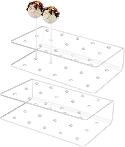 Yitokmc Paquete de 2 soportes acrílicos para tartas, 15 agujeros, bandeja de decoración para bodas, baby showers, fiestas de cumpleaños,