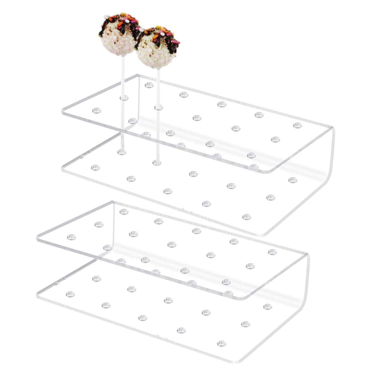 YitokmcYitokmc 2 Pack Acrylic Cake Pop Stand Display 15 Hole Lollipop Display Stand Tray Decorating Kit for Weddings Baby Showers Birthday Party Anniversaries Halloween Christmas Candy Decorative