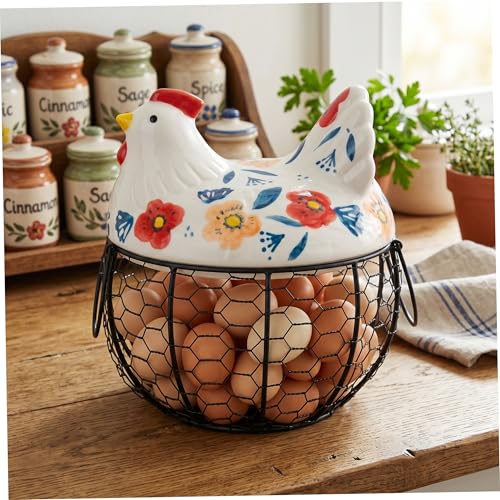 Cesta para recolección de huevos resistente de metal con asas cómodas 4