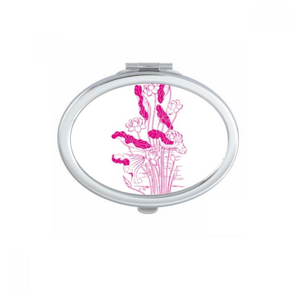 Miroir de poche lotus ovale compact et portable pour retouches maquillage