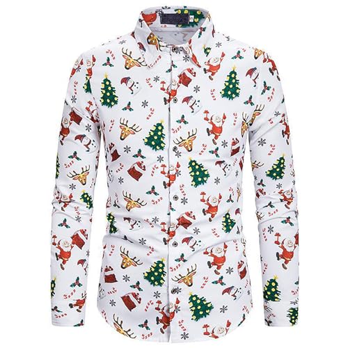 Chemise de Noël à manches longues pour homme avec imprimé cerf rouge