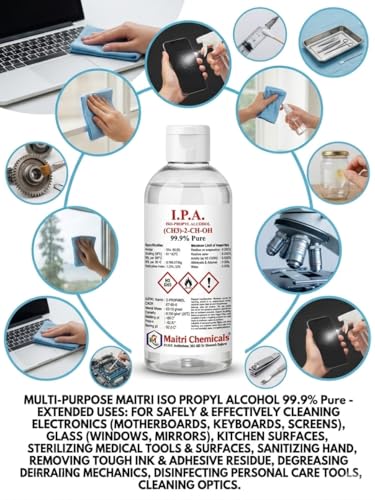Image of IPA Iso-Propyl Alcohol 99.9% Pure | Multipurpose Cleaning, Lab, Electronics & Medical Use (250 Ml)