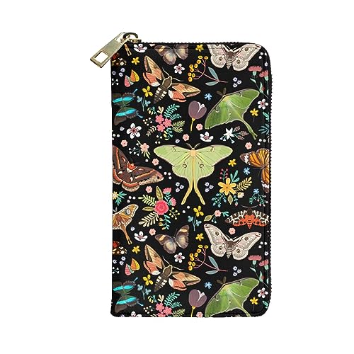 Magic Butterflies Wallet Slim Thin Leather Purse Wallet With Zip Around Clutch Casual Handbag For Phone Key Credit Cards2