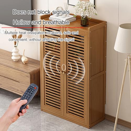 Mueble multimedia con estantes ajustables y caja oculta integrada 5