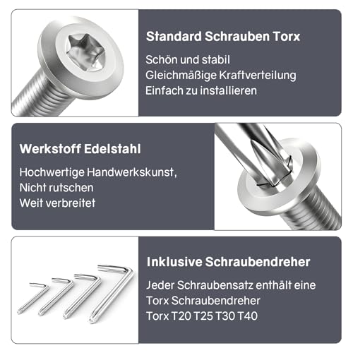 Dayalo Edelstahl Flachkopfschrauben M4x12mm - 20 Stück Torx Schrauben Mit Vollgewinde Und Torx Schlüssel