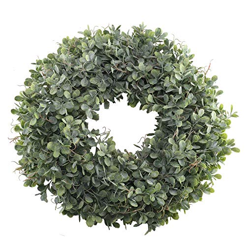 HUAESIN Ghirlanda Porta Ghirlanda di Erba Verde Ghirlanda Natalizia Porta Ghirlanda di Decorazione Ghirlanda Natalizia Corona Natale per Decorazione Porta da Appendere 45CM