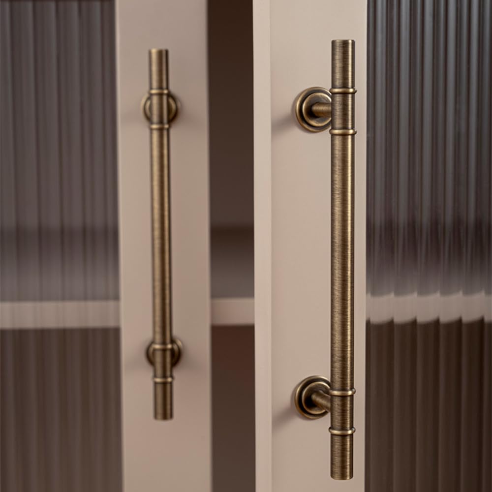 Maniglie per mobili in ottone massiccio antico, moderne e minimaliste, coniche, con barra a T, per mobili da cucina in bronzo, passo, fila, 96 mm