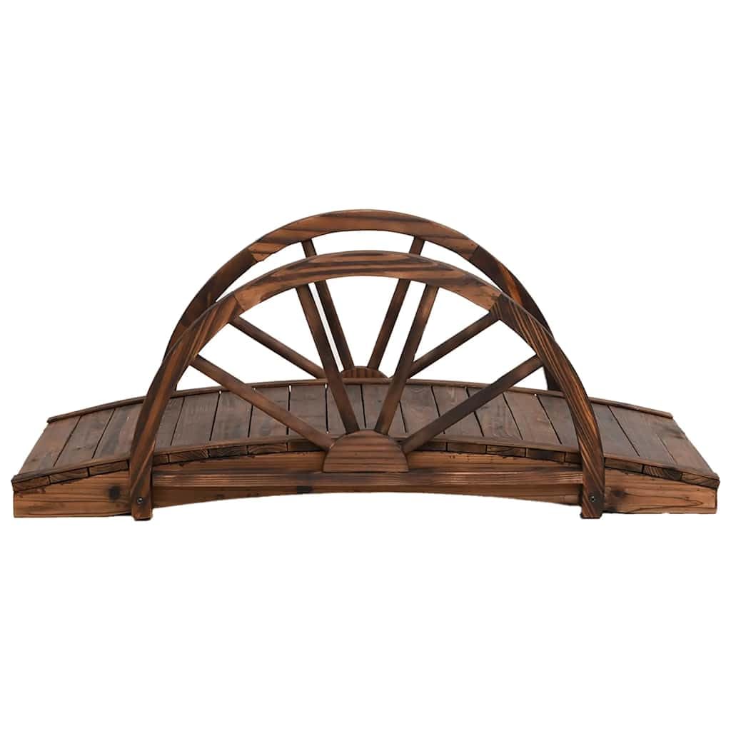 vidaXL Puente de jardín con Media Rueda Madera Maciza Abeto 99x50x38cm, Puente de jardín de Madera, Puente peatonal de Arco, Pasarela de jardín