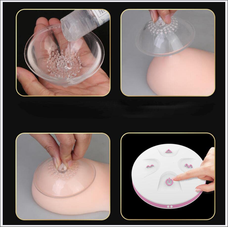 Mani Libere Elettrico Seno Pompa Massaggiatore Vibratore Succhia Capezzoli e Clitoride Coppe Lingua Leccare Reggiseno Stimolatore Sex Toys Enlarger Enhancer per Donne,Chiaro