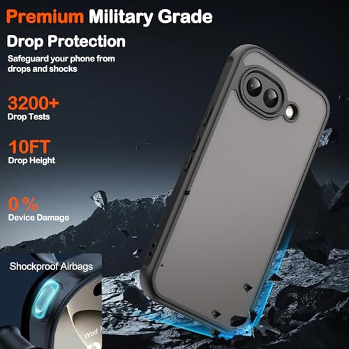 BOKYAS Funda Mate para Google Pixel 10a – Carcasa Antigolpes Grado Militar, Parte Trasera Translúcida de PC y Borde Suave de TPU, Agarre Cómodo – Negro - imagen 4