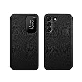 Clear View Window Leather Flip Phone Case, for Samsung Galaxy S22 (2022) 6.1 Inch Lychee Pattern Fol