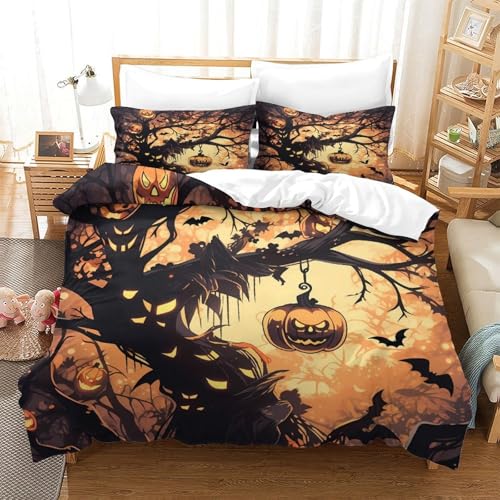 Housse de couette Halloween 3D rose double 200x200 microfibre résistante - 3