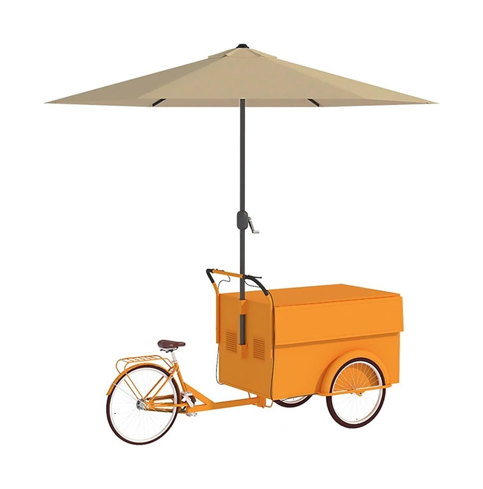 Mobile vending tricycle, Mobile Vending Bicycle Cart, Parasol, Display Storage, Multicolor(Orange)
