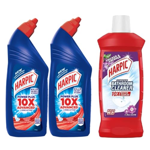 Image of Harpic Disinfectant Bathroom Cleaner Liquid, Floral - 1L & Disinfectant Toilet Cleaner Liquid, Original - 1 L | India's # 1 Toilet Cleaner & Disinfectant Toilet Cleaner Liquid, Original - 500 ml