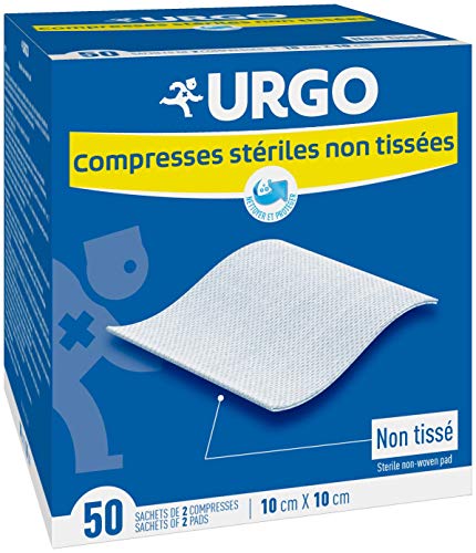 Urgo - Impacchi sterili - Non tessuti - Confezione da 50 bustine da 2 compresse - 10 x 10 cm