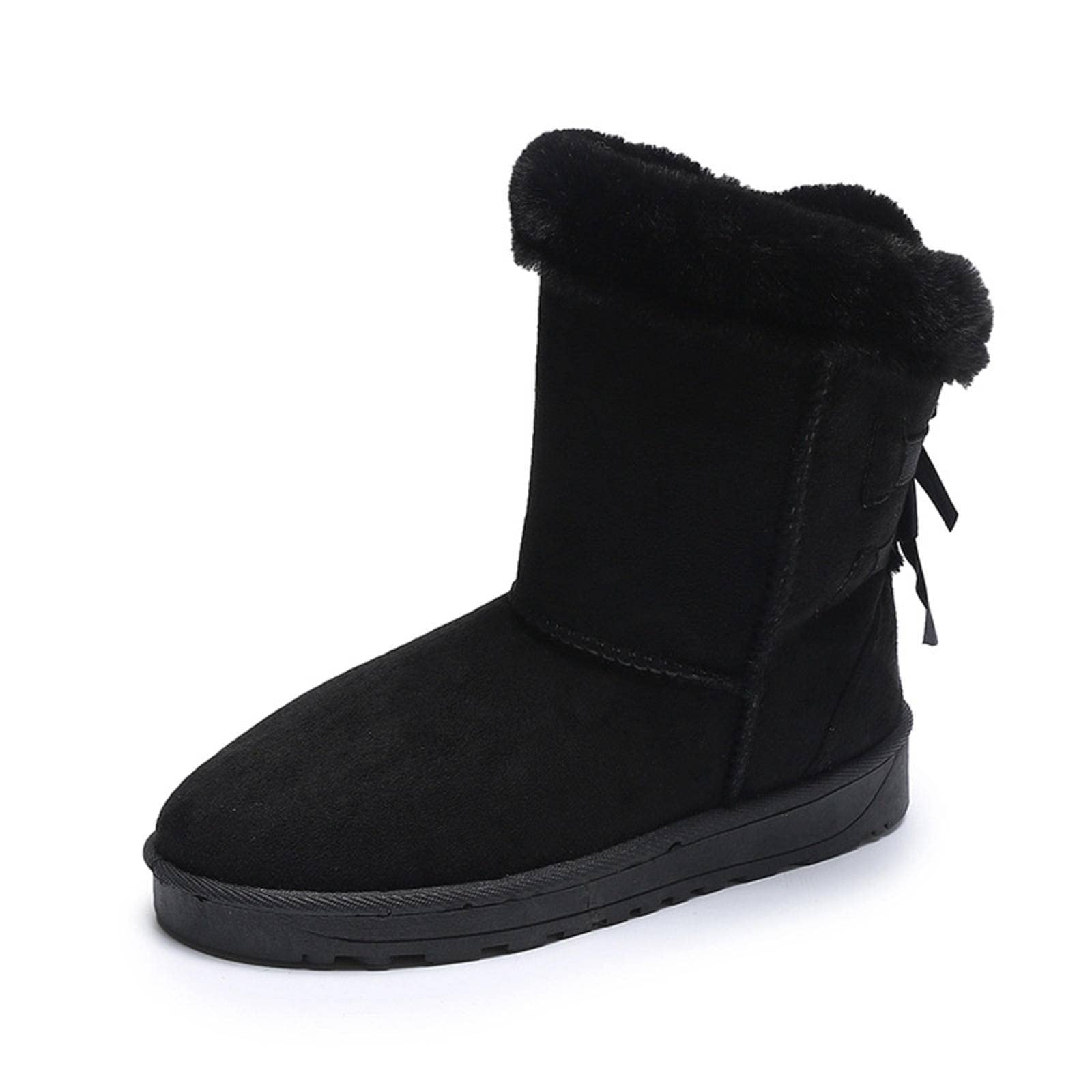 N\\ASnow boots for women short tube velvet 2021 Winter New fleece-lined same style paste dish short knot student female boots