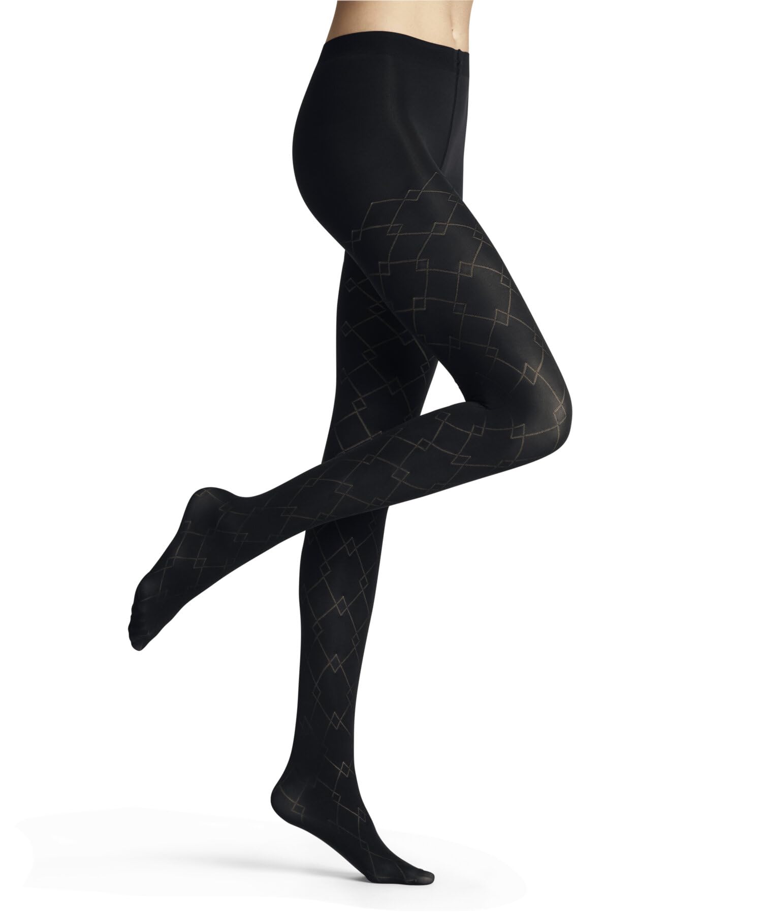 FALKE Women's Check Mate 60 DEN W Ti Semi-Opaque Patterned Tights 1 Pair, Blue Marine 6179, S