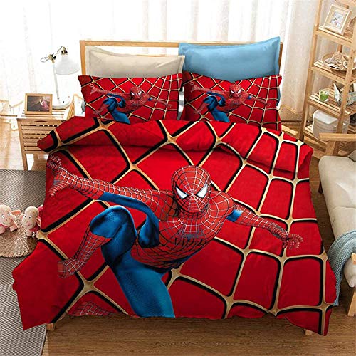 Goplnma - Juego de Ropa de Cama, diseño de Spider de los Vengadores de Marvel, impresión 3D, con Funda de Almohada, para niños y Adultos, para Cama Individual y Doble (200 × 200 cm,2)