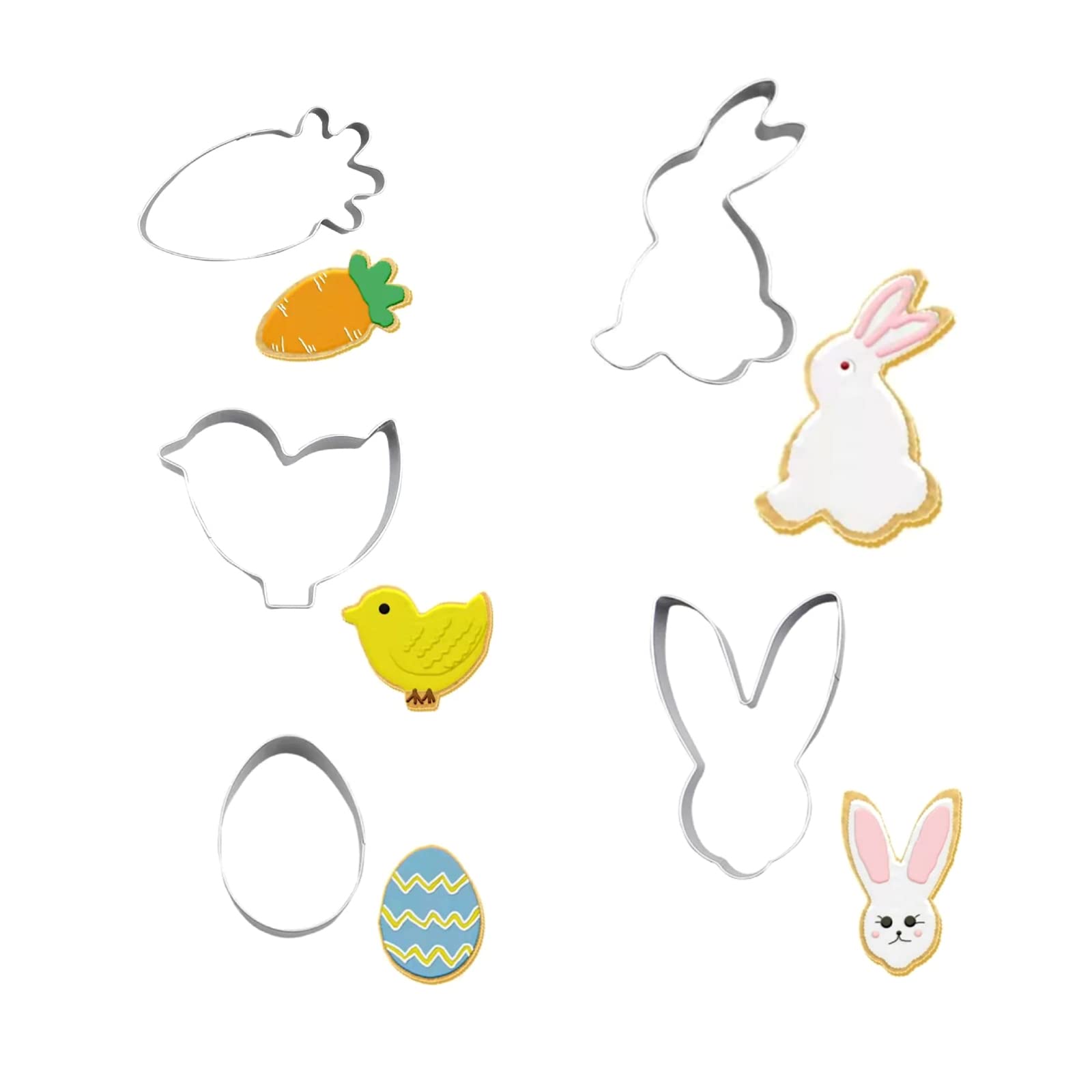 Buxuaaaa 5 PCS Cake Mold 3D Cartoon Easter Cake Mold Baking Utensils Birthday Party Pastry Tools Pressable Cutter Gift Cookie Shapes for Baking