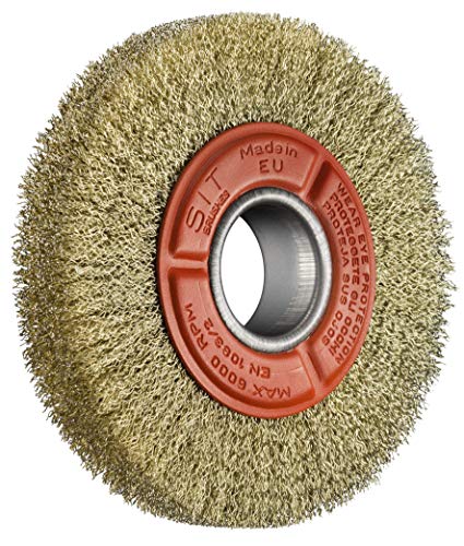 Sit Tecnospazzole 710 Brosse pour meule à fil ondulé en acier laiton-CE3122 en blister-Ø: 125 mm, Ø=125 mm Cover