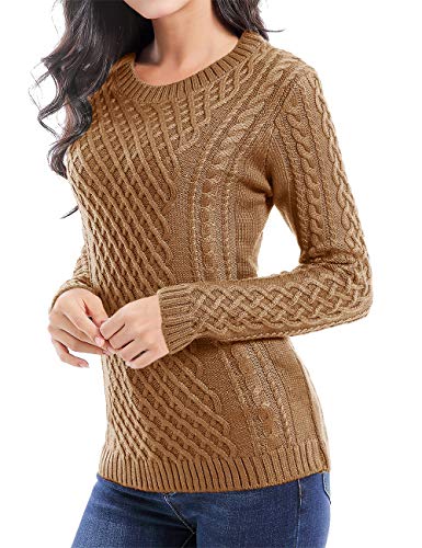 Image of v28 Women Crew Neck Knit Stretchable Elasticity Long Sleeve Sweater Jumper Pullover