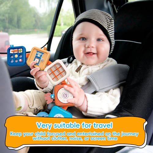 Image of Busy Board for 1 2 3 Year Old - Montessori Travel Toy with Fine Motor Activities, Busy Cube Sensory Learning for Toddlers 1-3 - Perfect Baby Boy Girl Gift & Airplane Car Activity