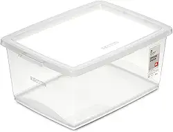 Ordene - Caixa Organizadora Plástica de 15 Litros com Tampa, Cor Cristal, Linha My Closet