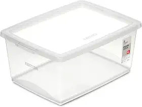 Ordene - Caixa Organizadora Plástica de 15 Litros com Tampa, Cor Cristal, Linha My Closet