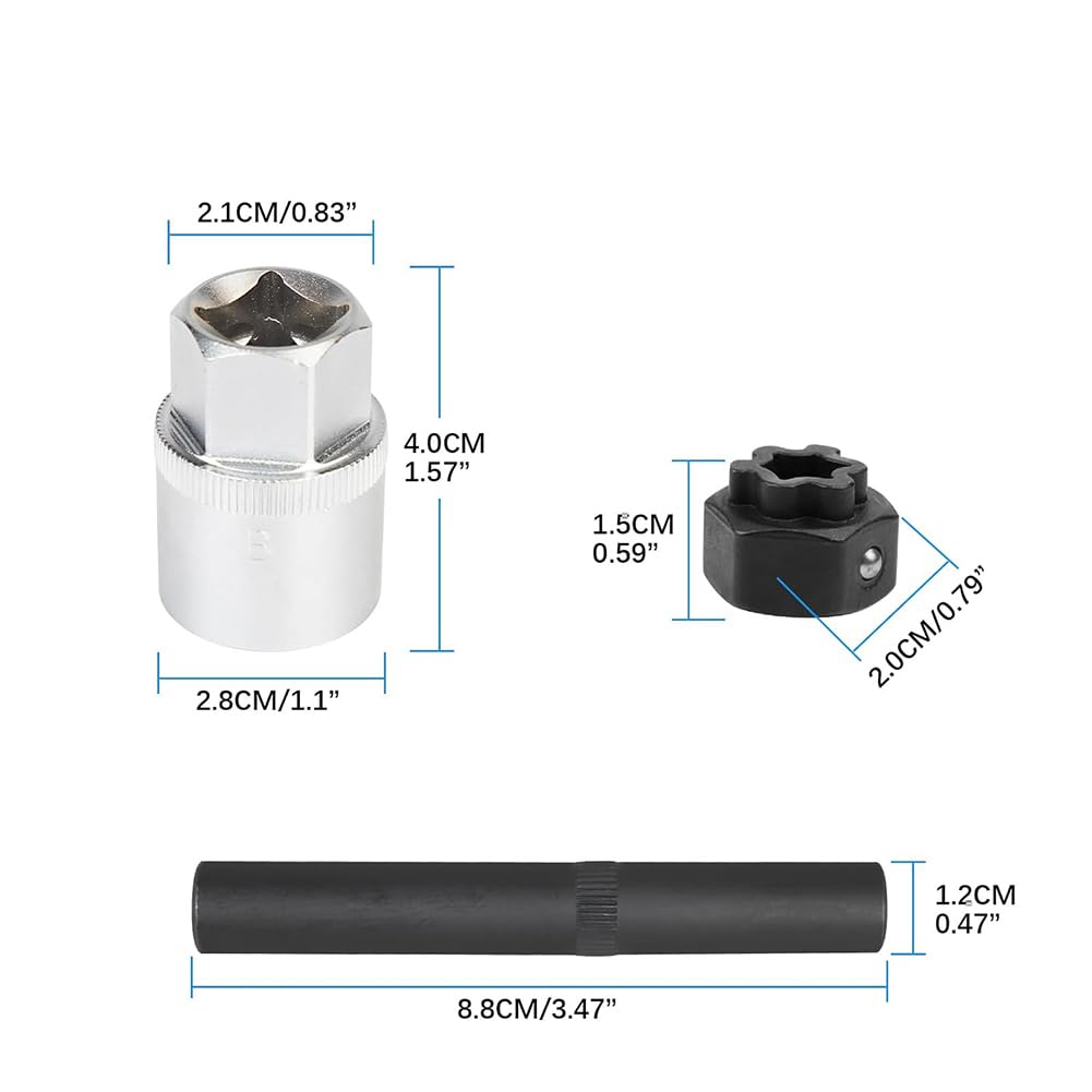 22 PCS Clé De Blocage De Roue, Roue Antivol Vis De Blocage D'écrou De Roue Set De Démontage avec Poinçon Et Adaptateur De Douille De Conducteur 1/2 Pouce Black,1
