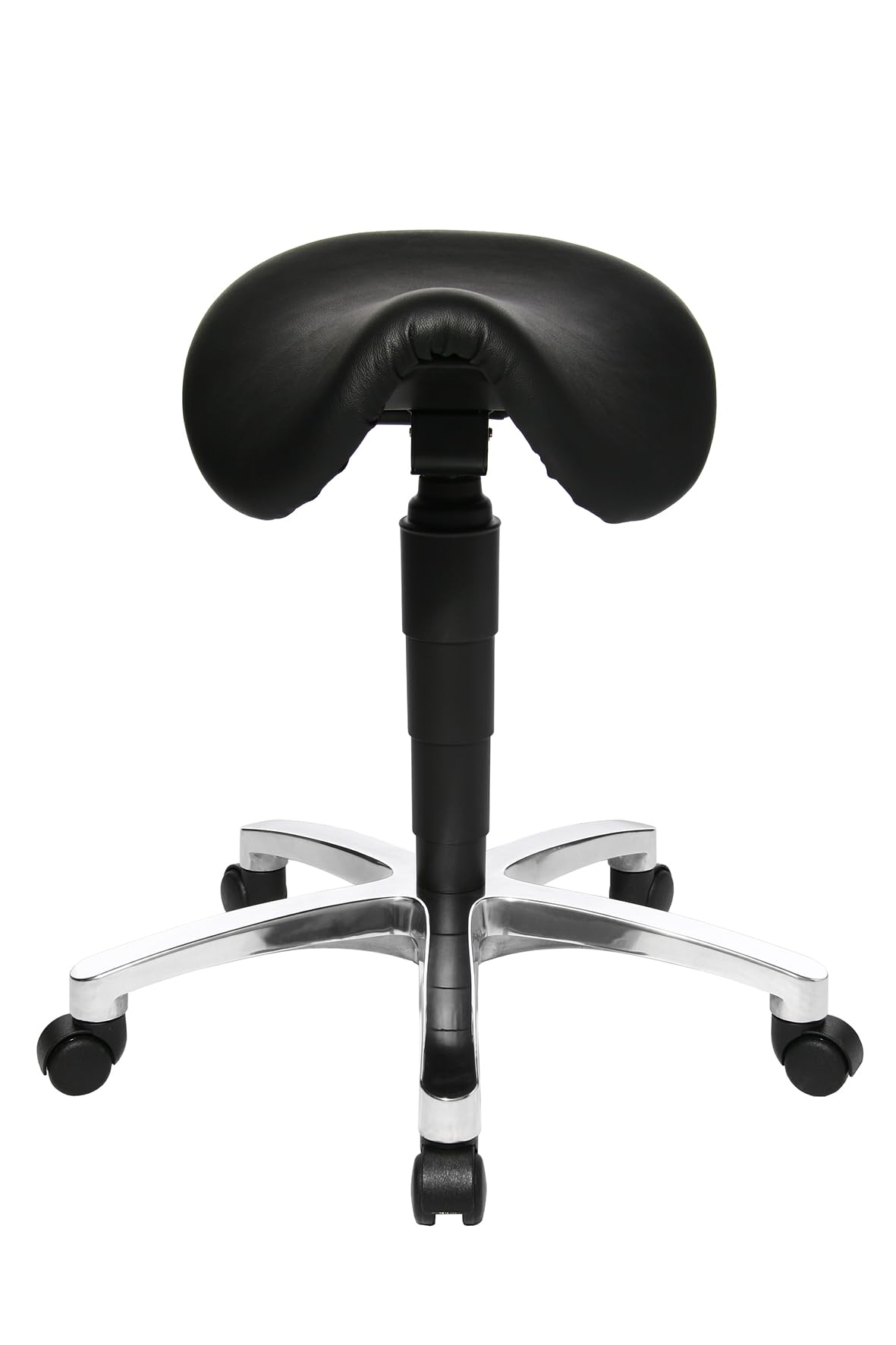 Topstar 70649A80Q taboret obrotowy, taboret na kółkach, taboret roboczy – Bonanza z siodełkiem/skóra, czarny