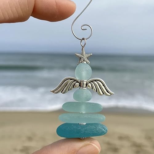Miniatura 3 de Handmade Sea Glass Christmas Ornament, A Beach-Themed Christmas Decoration Made of Natural Sea Glass and Jute Rope, Perfect for A Special Occasion.
