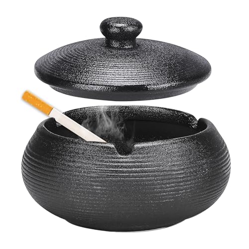 Aschenbecher Keramik mit Deckel, Winddicht, Retro...