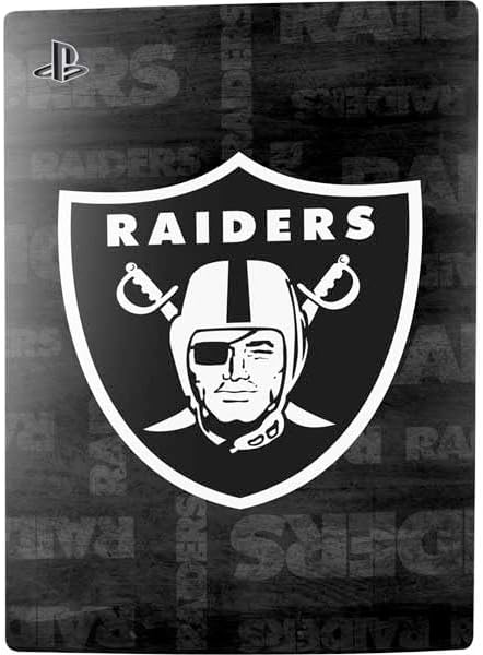 Skinit Decal Gaming Skin Compatible with PS5 Bundle - Officially Licensed NFL Las Vegas Raiders Black & White Design