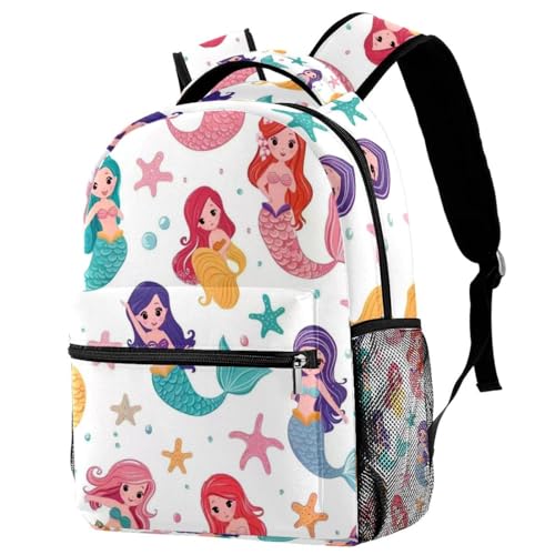Sac à dos d'école motif sirène colorée idéal pour les cours et les sorties de week-end