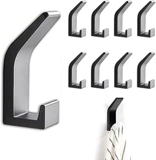 10 Packs Bath Towel Hook, Wall Hooks for Hanging Heavy Duty Adhesive, Adhesive Hooks, No Drilling Matte Black Coat Hooks Heavy Duty Wall Mounted Adhesive Hooks for Bathrooms Shower Coat Hat Key