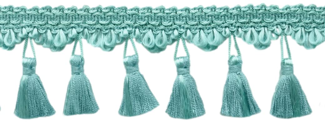Frange festonnée 5.5 cm bleu aquatique ruban passementerie ameublement bobine 25m