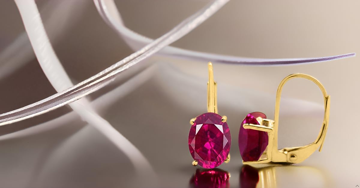 MauliJewels Women's 7x5MM Oval Shaped Leverback Earrings in 14K Solid Gold 4-prong